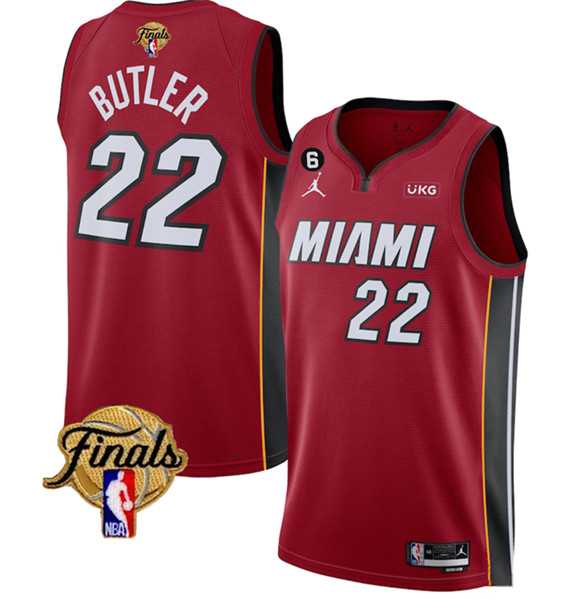 Men%27s Miami Heat #22 Jimmy Butler Red 2023 Finals Statement Edition With NO.6 Patch Stitched Basketball Jersey Dzhi->miami heat->NBA Jersey